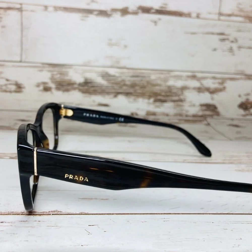 Prada Square Brown Havana Gold Eyeglasses Glasses Frames NWOT - Picture 3 of 12